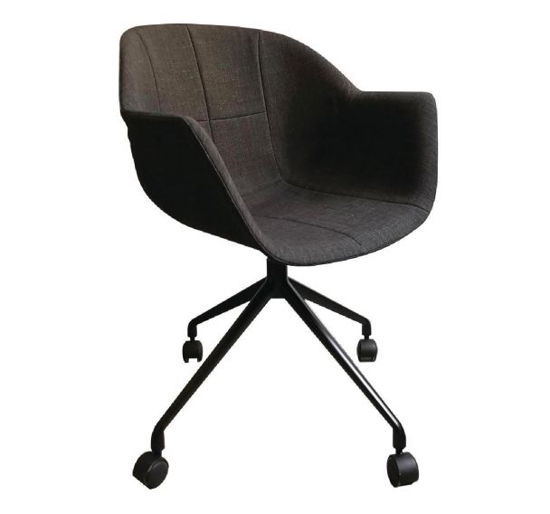 Lot de  2 Fauteuils Gant pied Noir assise tissu polyester Anthracite