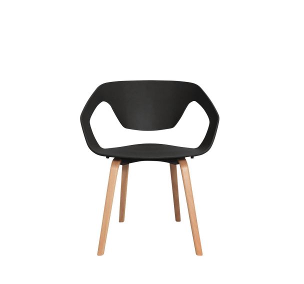 Lot de 2 Chaises Oktav pied Hêtre assise coque polypro coloris Noir