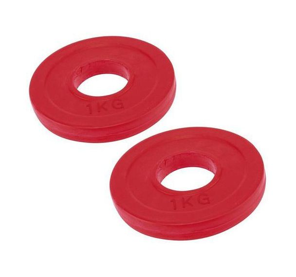 Lot de 2 Disques 1 kg - 51 mm Alesage 51 mm Caoutchoute rouge