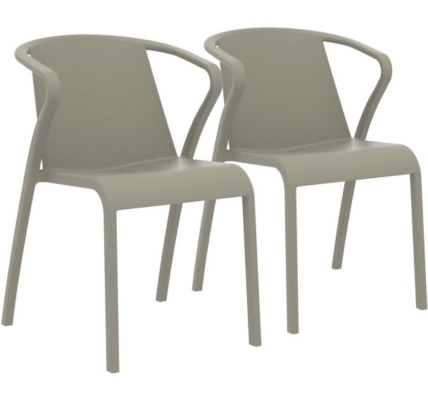 Lot de 2 Fauteuil jardin empilable Fado taupe en lot