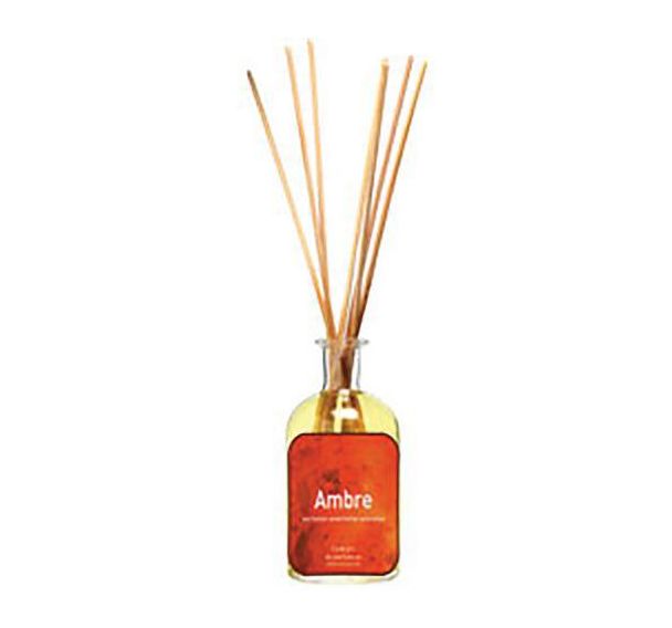 Lot de 2 Flacon senteur ambre 100 ml avec 7 bâtons en bambou