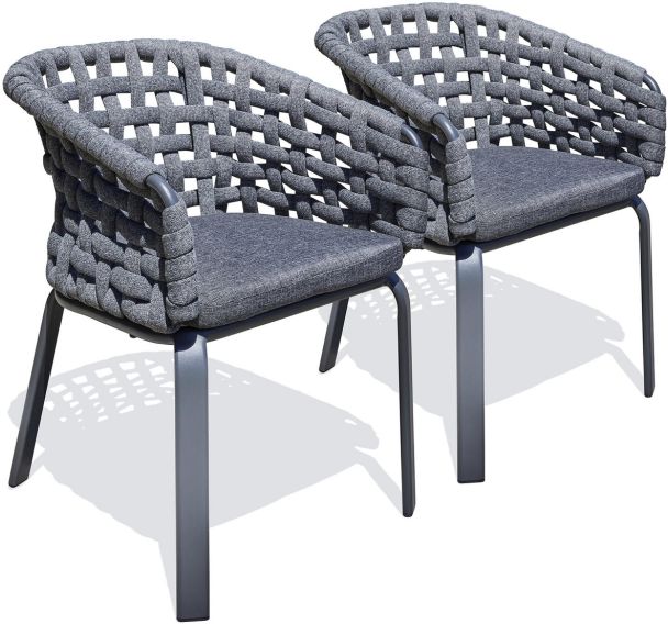 Lot de 2 Jardin en corde tissée et aluminium-Anthracite
