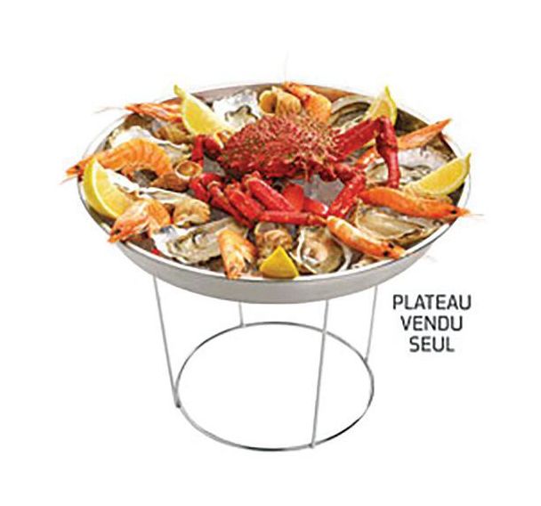 Lot de 2 Plateau à fruits de mer inox en forme ronde de 36cm