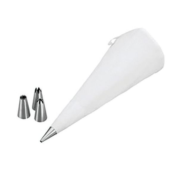 Lot de 2 Poche à décorer avec 4 douilles en inox