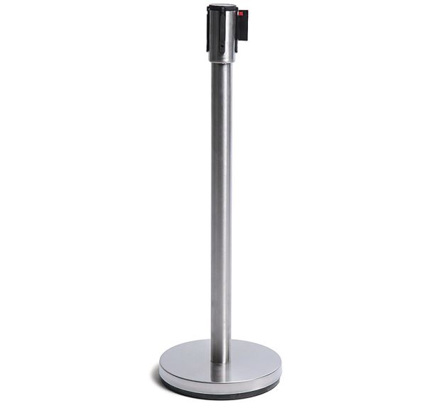 Lot de 2 Poteau acier chromé sangle 2.5 m noire