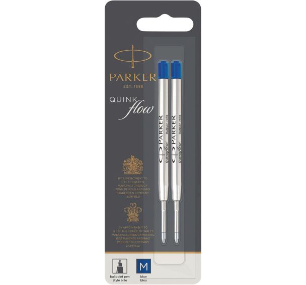 Lot de 2 Recharge stylo bille QuinkFlow pointe moyenne bleu lot de 2