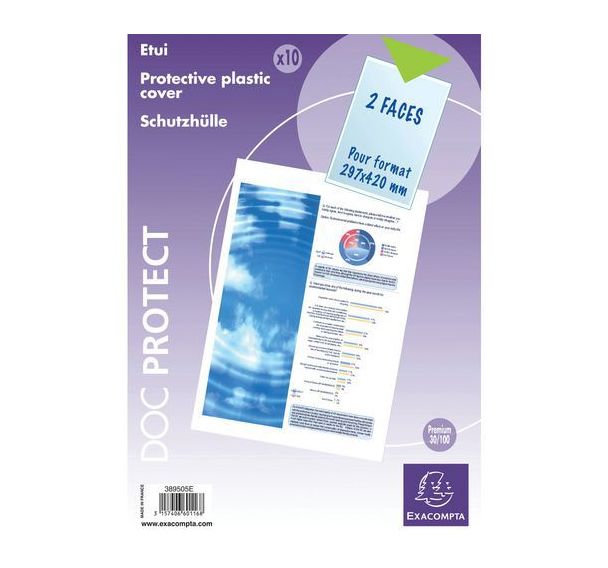 Lot de 2 Sachet de 10 étuis de protection simples pvc de qualité A3