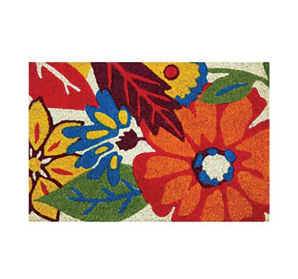 Lot de 2 Tapis coco blanchi avec flowers 40x60cm