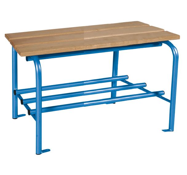 Lot de 2 bancs simples lattes bois 1 et 2 m avec grille porte-sac