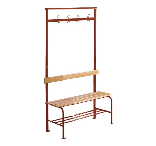 Lot de 2 bancs vestiaire lattes bois 1 ou 2 m 4 à 8 patères avec grille chaussures