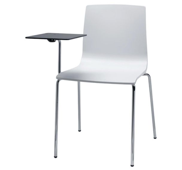 Lot de 2 chaises Alice 4 pieds avec tablette HPL lin - chromé