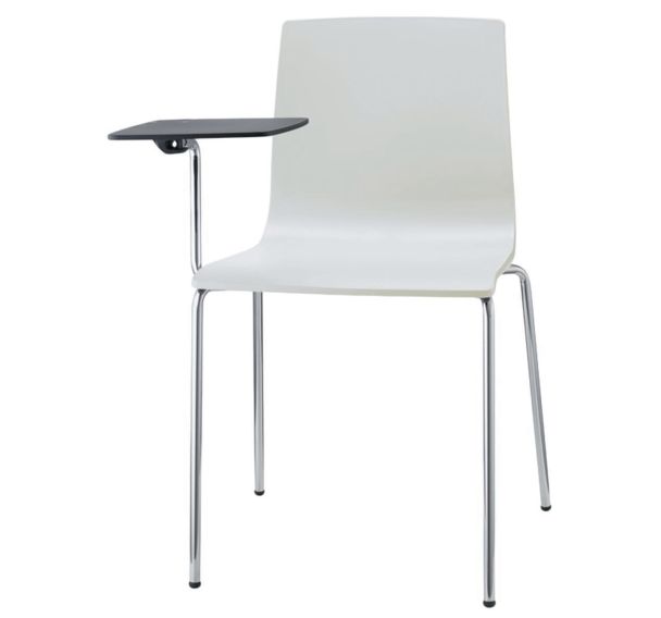 Lot de 2 chaises Alice 4 pieds avec tablette technopolymère lin - chromé