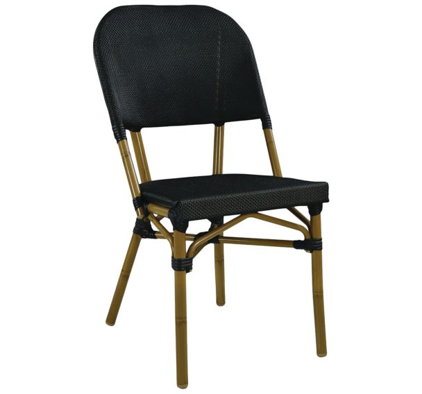 Lot de 2 chaises Paris 1 textilène noir/bamboo look