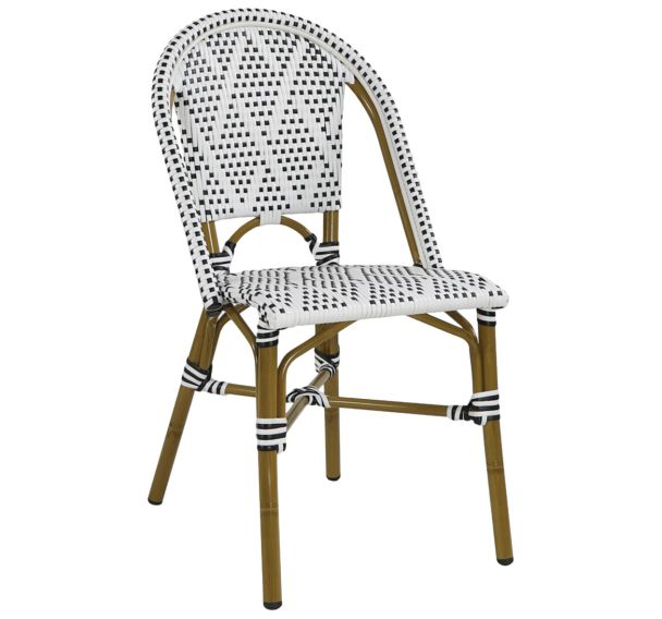 Lot de 2 chaises Paris 3 Spécial wicker blanc noir/bamboo look