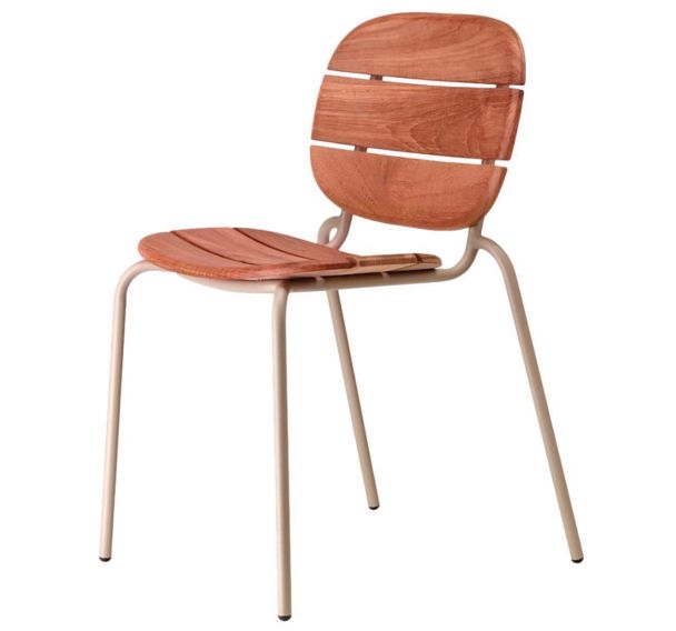 Lot de 2 chaises SI-SI Wood 4 pieds - bois d acajou/taupe