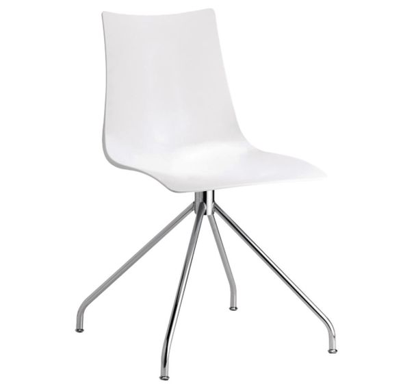 Lot de 2 chaises Zebra antichoc blanc brillant - pied pivotant chromé