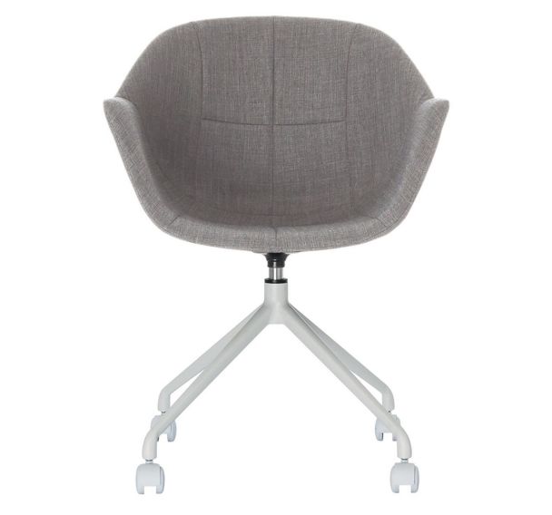 Lot de 2 fauteuils Gant pied blanc assise tissu polyester Gris