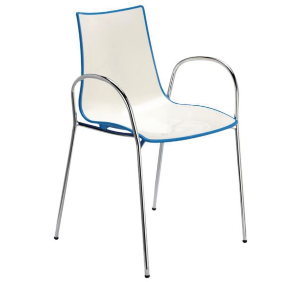 Fauteuils Zebra bicolore 4 pieds chromé lot de 2 S-CAB
