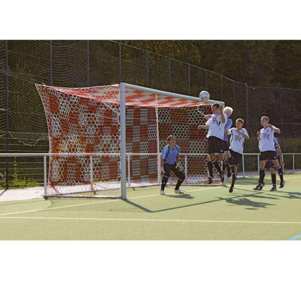 Lot de 2 filets de buts foot à 11 à damier bicolores européens blanc vert