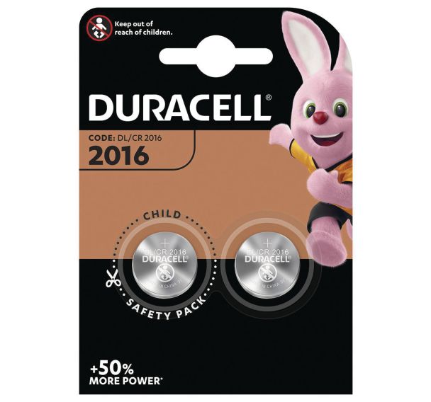 Lot de 2 pile bouton Lithium CR2016 - Pack de 2 - Duracell