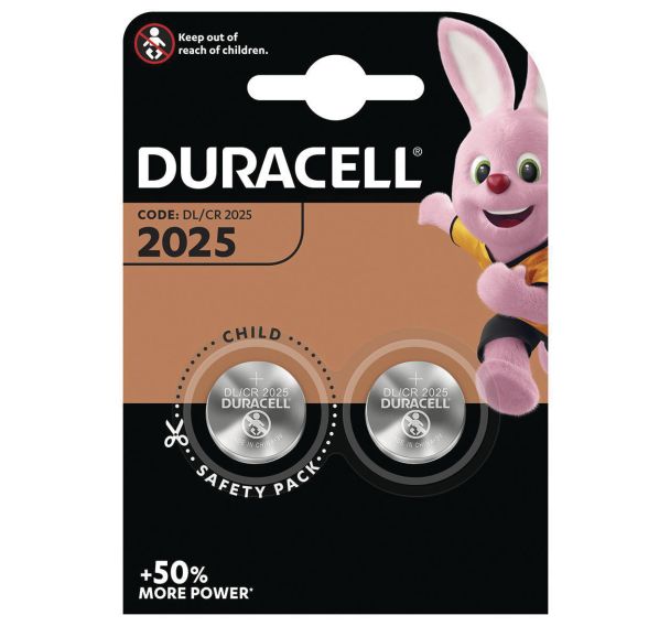 Lot de 2 piles Boutons Lithium CR2025 - Pack de 2 - Duracell