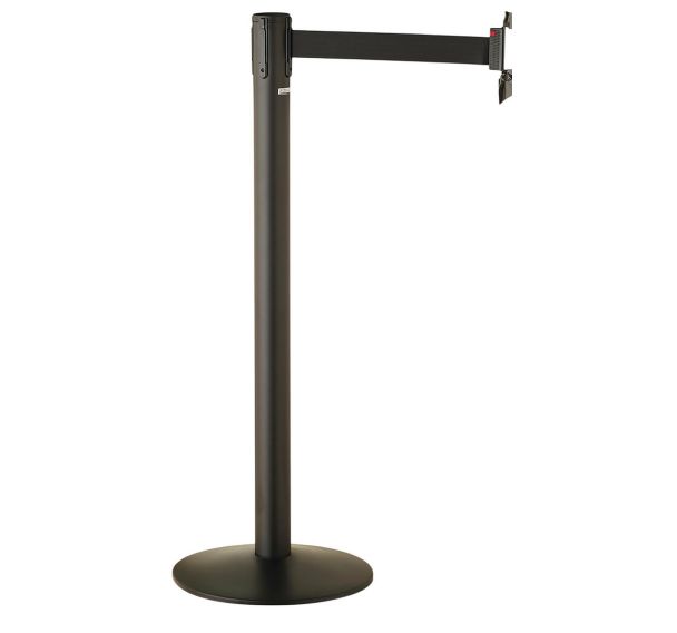 Lot de 2 poteaux de balisage à sangle noire 3 m Paceo - acier