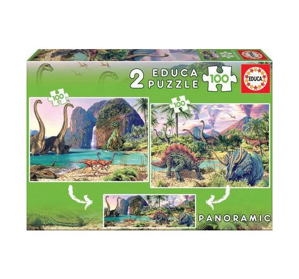 Lot de 2 puzzles 100 pièces - Dinosaures