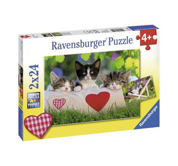 Lot de 2 puzzles 'Chatons au repos'