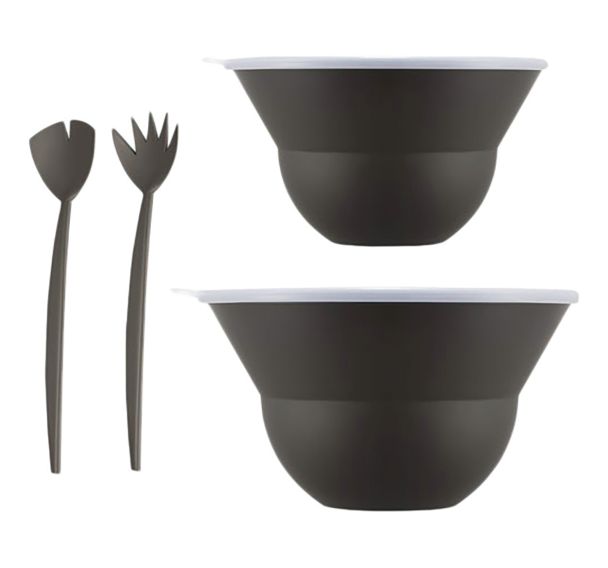 Lot de 2 saladiers 3.0 l et 4.9L couvercle plastique+couverts MA-Topee-Bodum