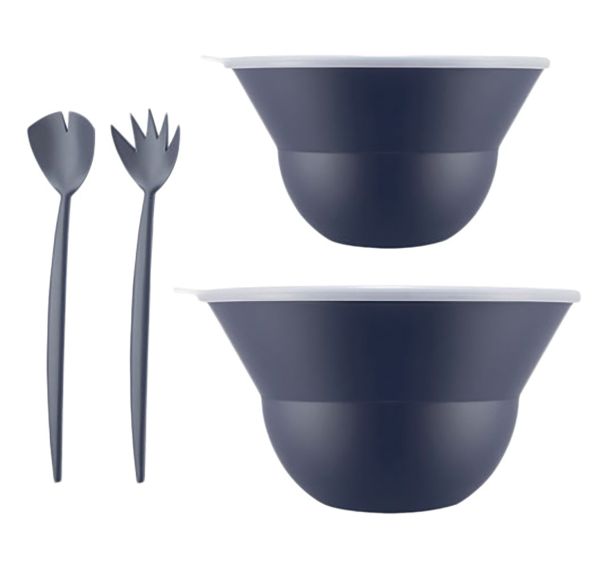 Lot de 2 saladiers 3.0 l et 4.9 l couvercle plastique+couverts B-Topee-Bodum