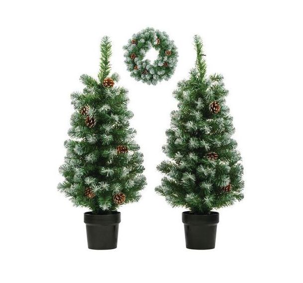Lot de 2 sapins de Noël et guirlandes Norton avec lumières