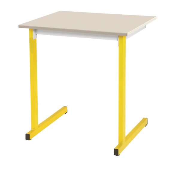 Lot de 2 tables Access pieds carrés, chants ABS, plateau beige