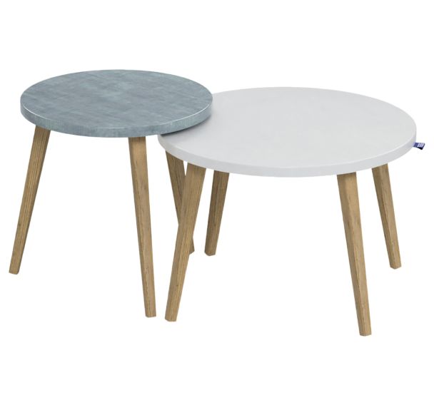Lot de 2 tables basses gigognes Upcy décor plateau uni - Tizu
