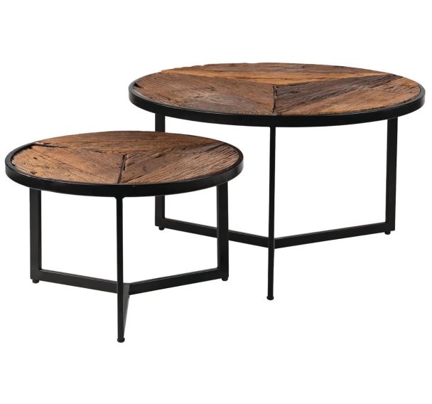 Lot de 2 tables gigognes plateau bois Kian