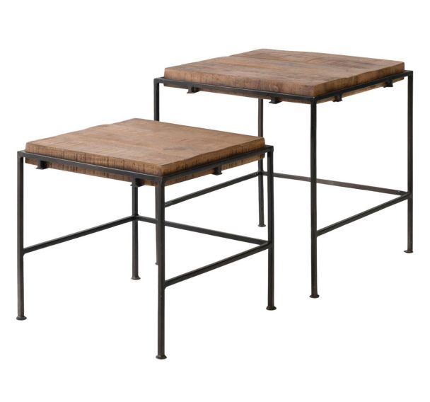 Lot de 2 tables gigognes plateau bois Zaid