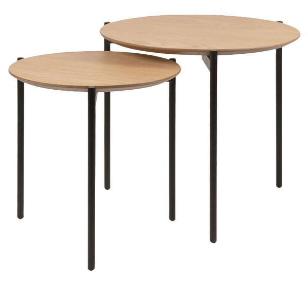 Lot de 2 tables gigognes plateau chêne Norton