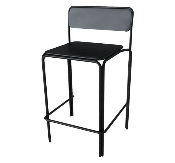 Lot de 2 tabourets hauts Bistrot assise métal noir