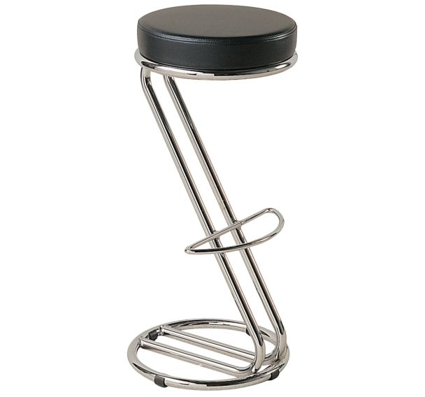 Lot de 2 tabourets sans dossier - Haut 80 cm Simili noir piet argent