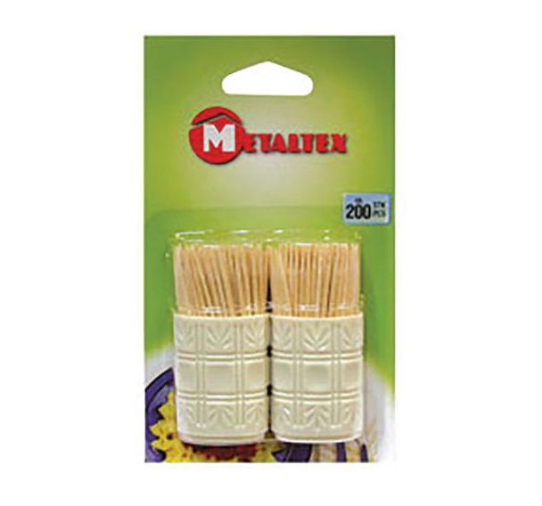 Lot de 2 tonnelets de 100 cure dents en bois