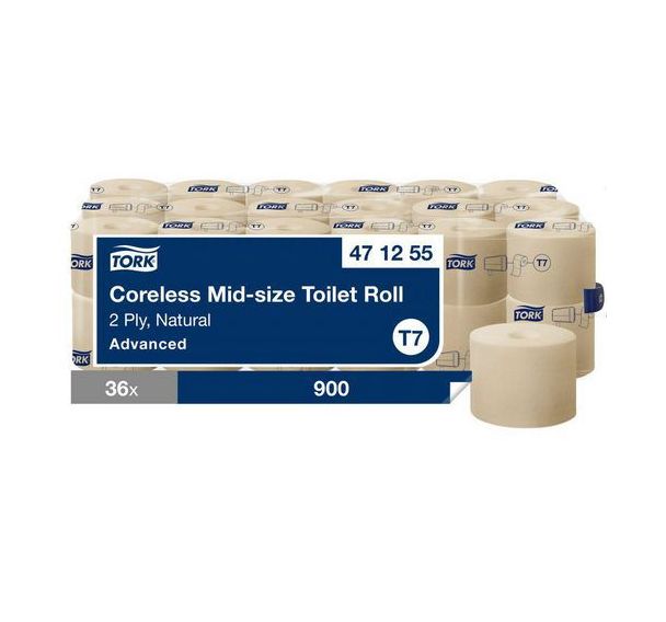 Lot de 36 Papier toilette rouleau -Sans mandrin -Naturel -T7 Advanced