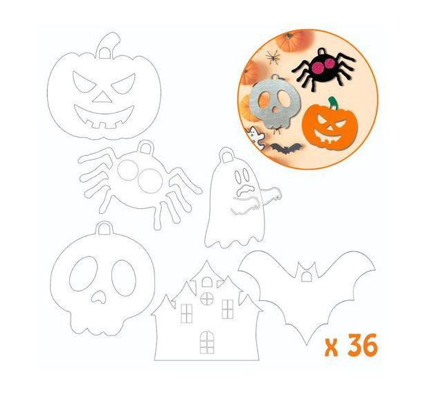 Lot de 36 suspensions Halloween à décorer