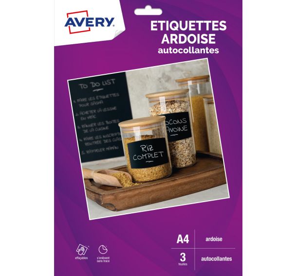 Lot de 3 Autocollant aspect ardoise - A4
