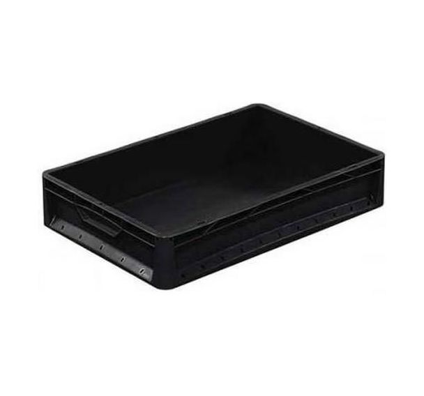 Lot de 3 Bac euro-norme noir en polypropylène recyclé - 600x400x120mm