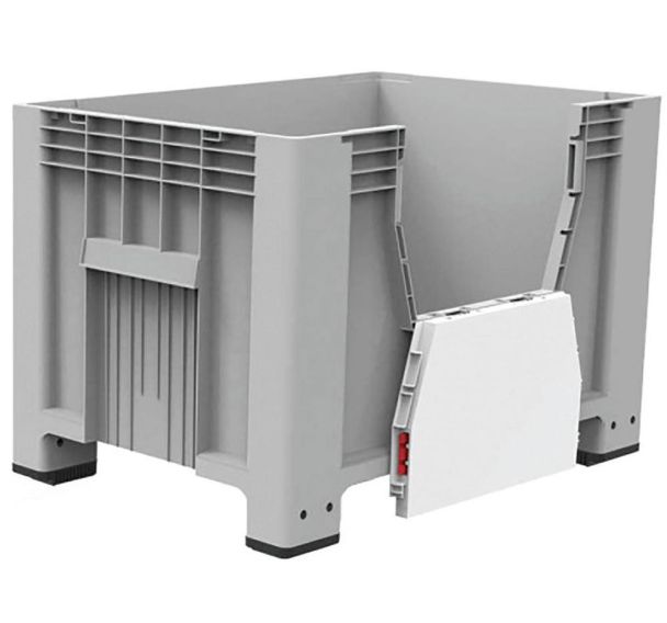 Lot de 3 Caisse palette plastique avec trappe d'accès - 510 L