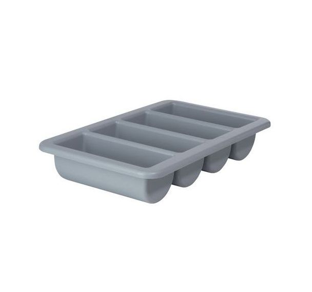 Lot de 3 Plateau a couverts gris 4 cases- 530x325xH100 mm