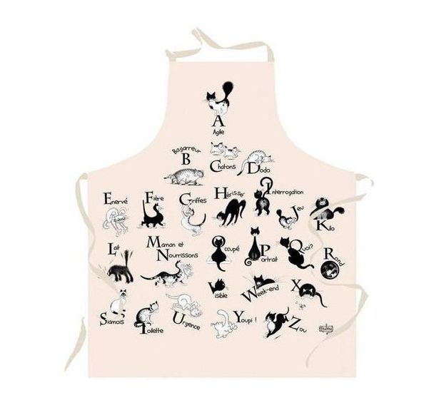 Lot de 3 Tablier 100% coton Dubout Abécédaire - 72x85cm