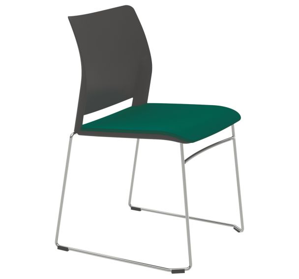 Lot de 3 chaises Aude pied traineau chromé assise tissu Xtrévira M1
