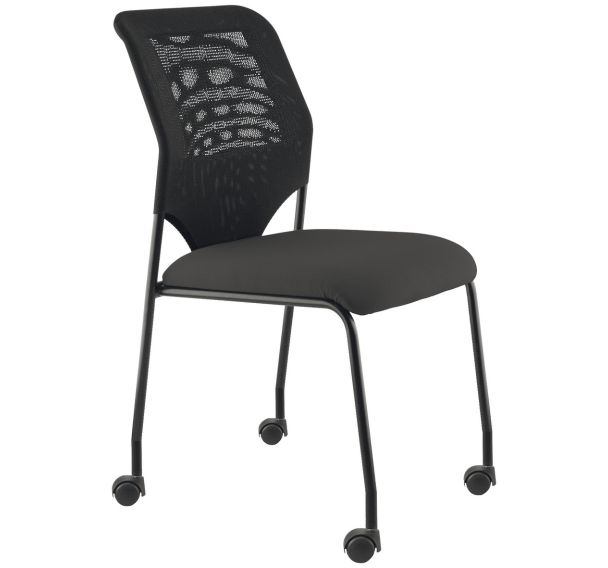 Lot de 3 chaises réunion Diaz pied noir à roulettes
