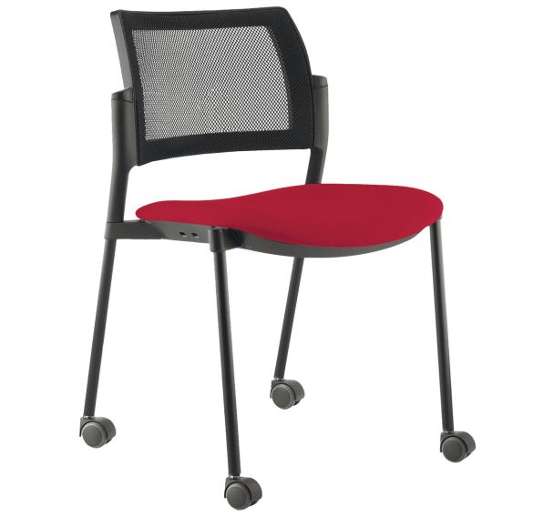Lot de 3 chaises réunion Kyos pied noir à roulettes