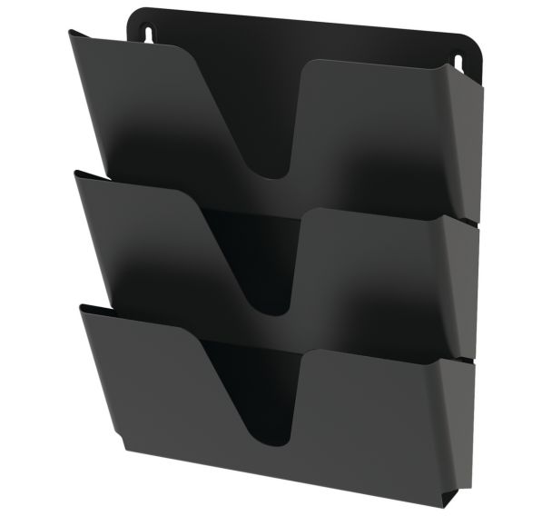 Lot de 3 corbeilles murales superposables en métal noir-Alba